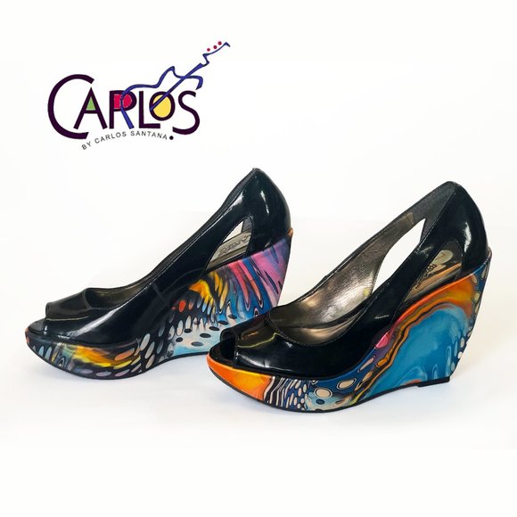 Carlos Santana artsy platform wedge shoes - Picture 2 of 10